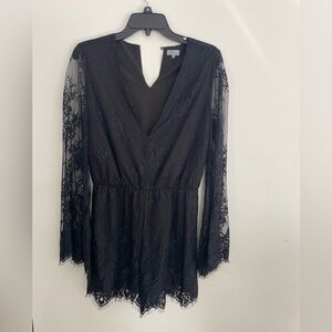Abberline Black lace Romper w/ Bell Sleeves size S. EUC. Whimsy Goth Edgy